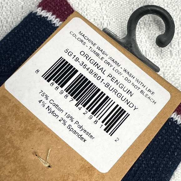 Original Penguin Men’s Casual Dress Socks Combed Cotton Blend Burgundy New NWT - Picture 12 of 12